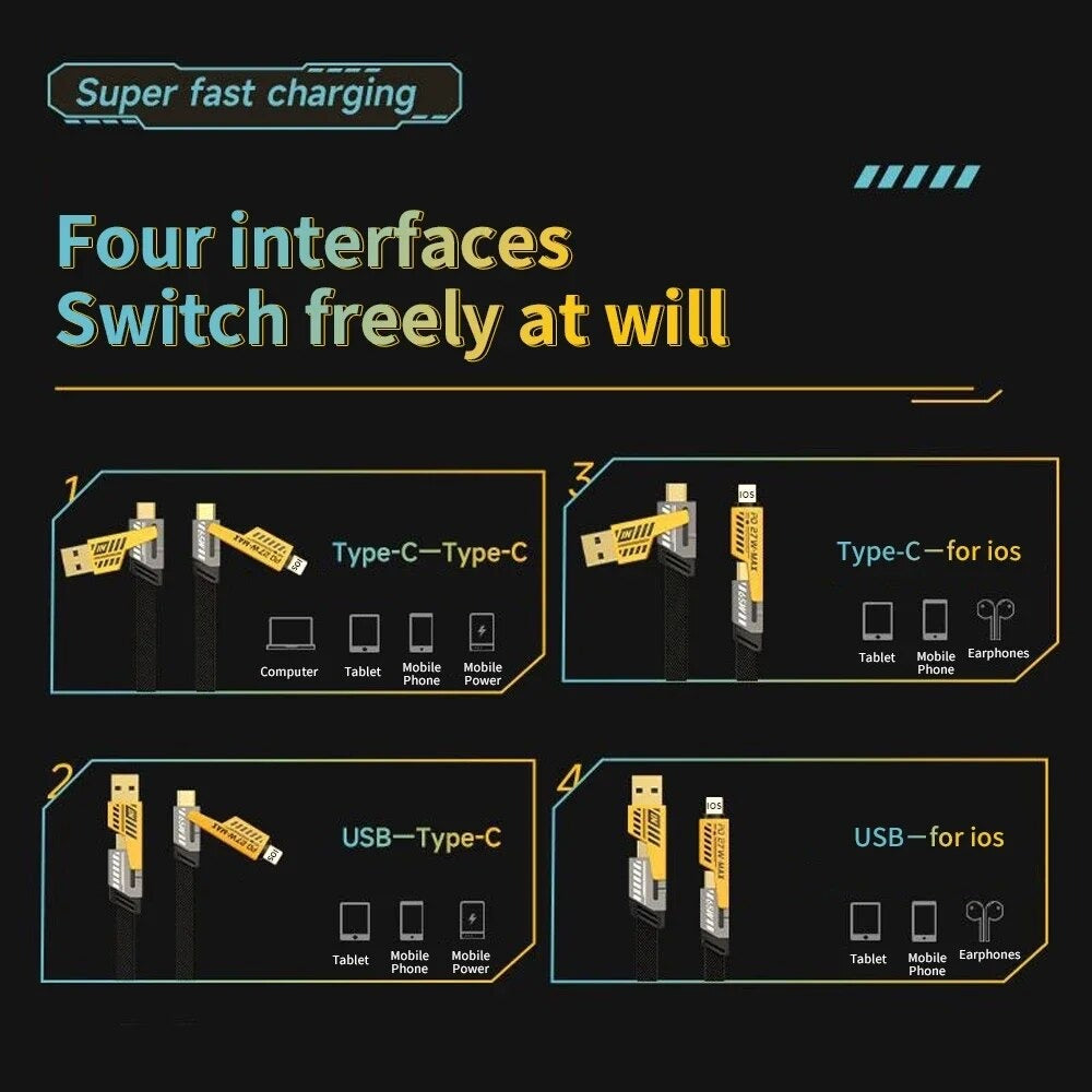 4 in 1 60W Fast Charging Data Cable